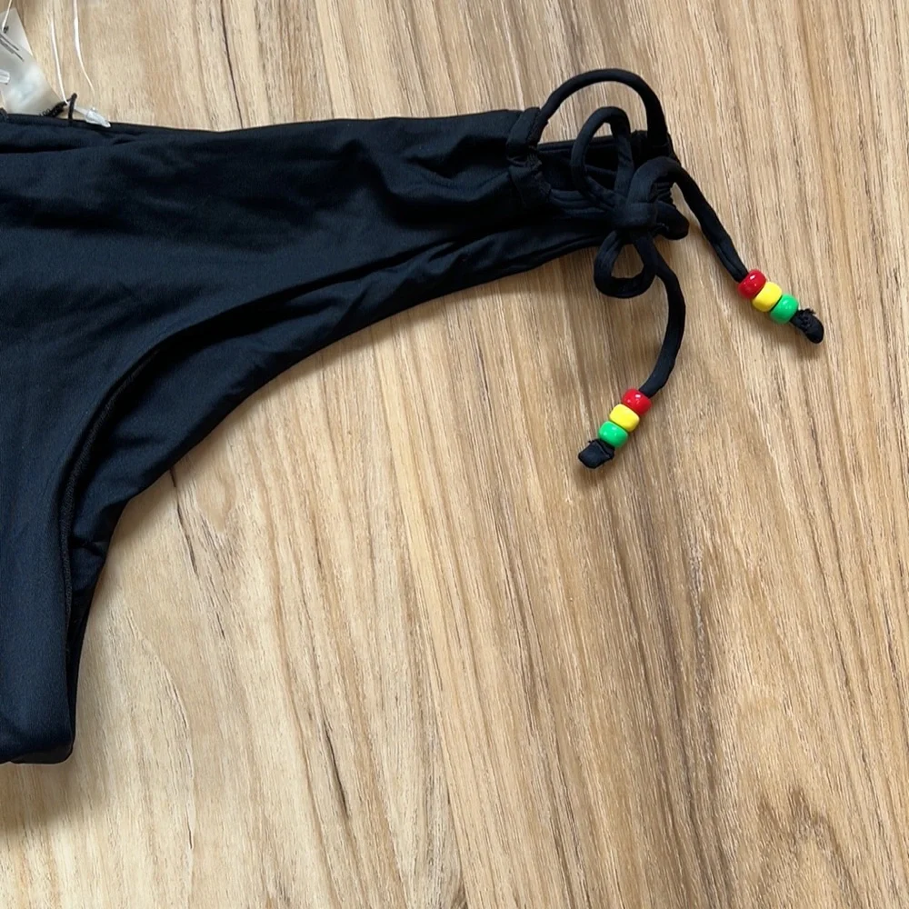 Rasta black cheeky bikini bottoms